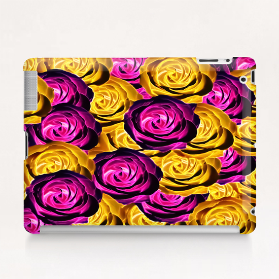 blooming rose texture pattern abstract background in pink and yellow Tablet Case by Timmy333