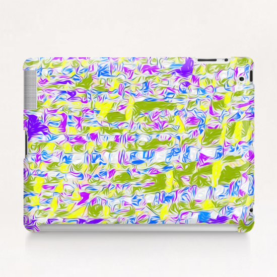 psychedelic painting texture abstract pattern background in purple blue yellow green Tablet Case by Timmy333