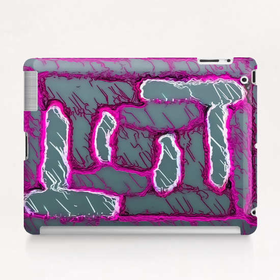 vintage psychedelic painting texture abstract background in pink and grey Tablet Case by Timmy333