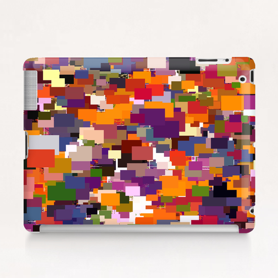 psychedelic geometric square pixel pattern abstract background in brown orange purple pink green Tablet Case by Timmy333