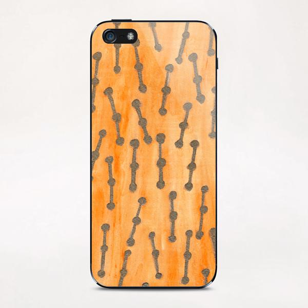 Golden Connected Points on Orange Pattern  iPhone & iPod Skin by Heidi Capitaine