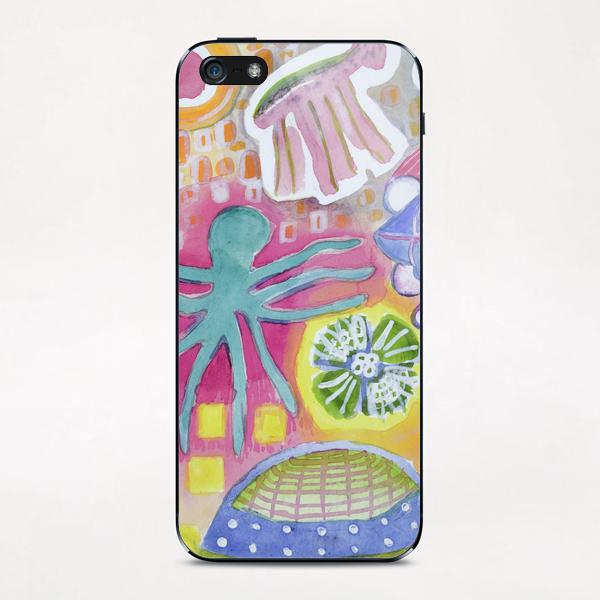 Blue Octopus and white Knight  iPhone & iPod Skin by Heidi Capitaine