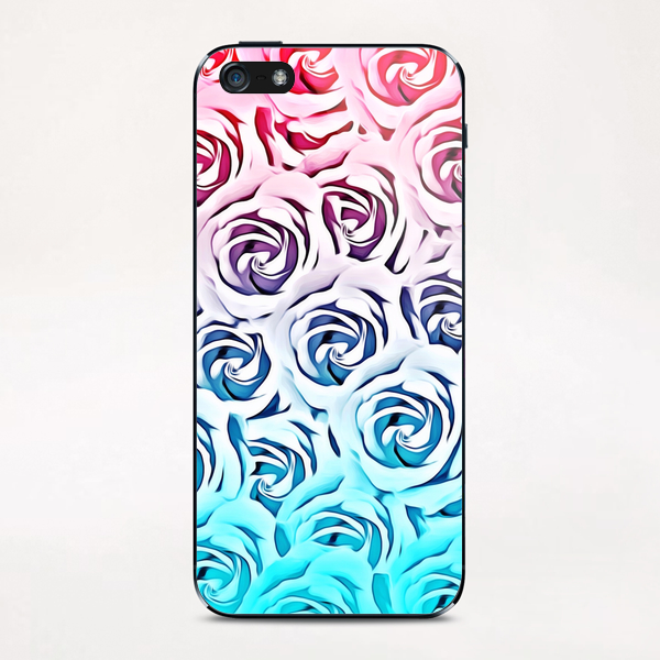 blooming rose pattern texture abstract background in pink and blue iPhone & iPod Skin by Timmy333