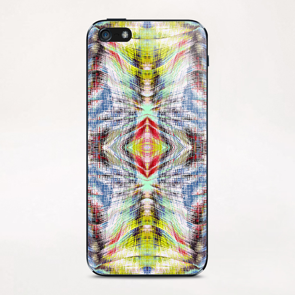 geometric symmetry pattern abstract background in blue yellow red iPhone & iPod Skin by Timmy333