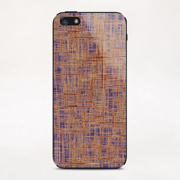 geometric square pattern drawing in purple and brown iPhone & iPod Skin by Timmy333