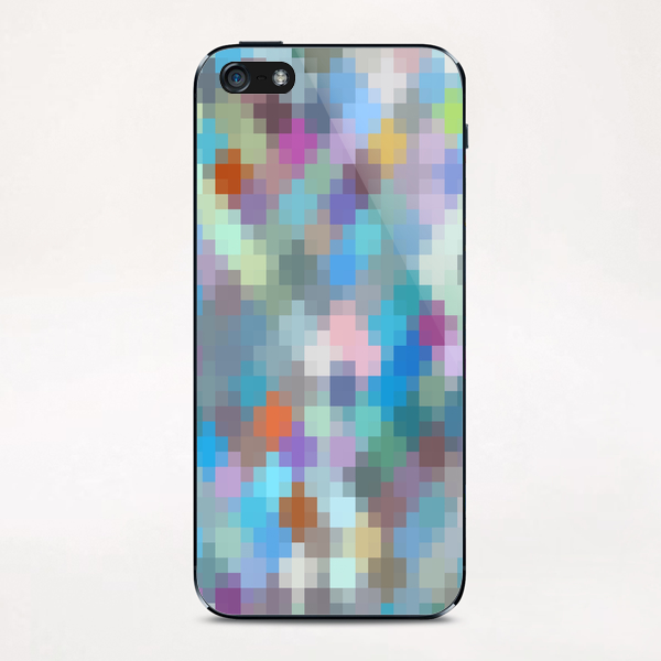 geometric square pixel pattern abstract in blue pink green iPhone & iPod Skin by Timmy333