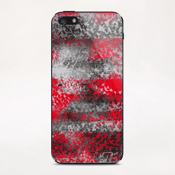 psychedelic geometric polygon shape pattern abstract in black and red iPhone & iPod Skin by Timmy333