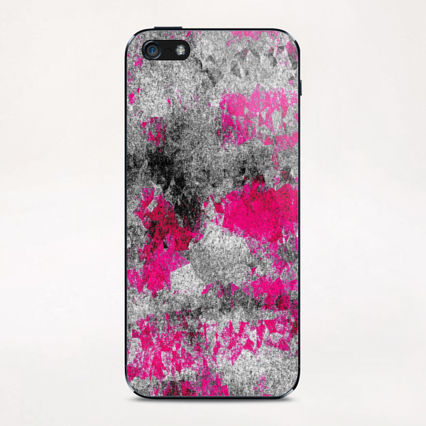 vintage psychedelic painting texture abstract in pink and black with noise and grain iPhone & iPod Skin by Timmy333