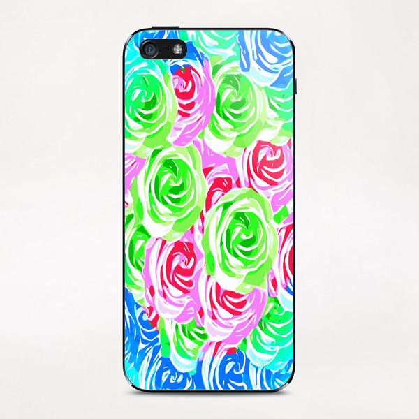 colorful rose pattern abstract in pink blue green iPhone & iPod Skin by Timmy333