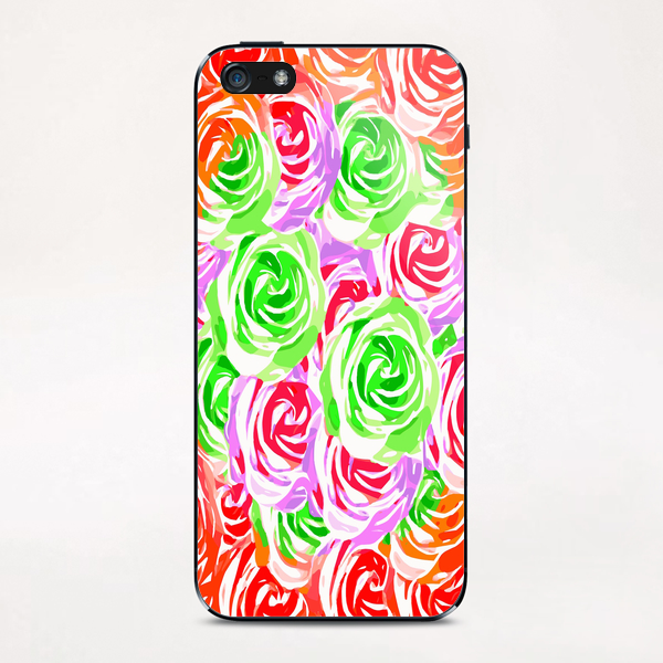 colorful rose pattern abstract in red pink green iPhone & iPod Skin by Timmy333