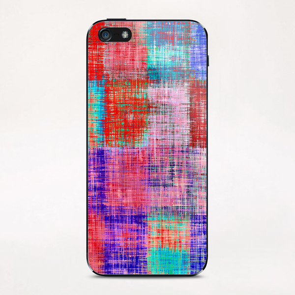 square plaid pattern texture abstract in red blue pink purple iPhone & iPod Skin by Timmy333