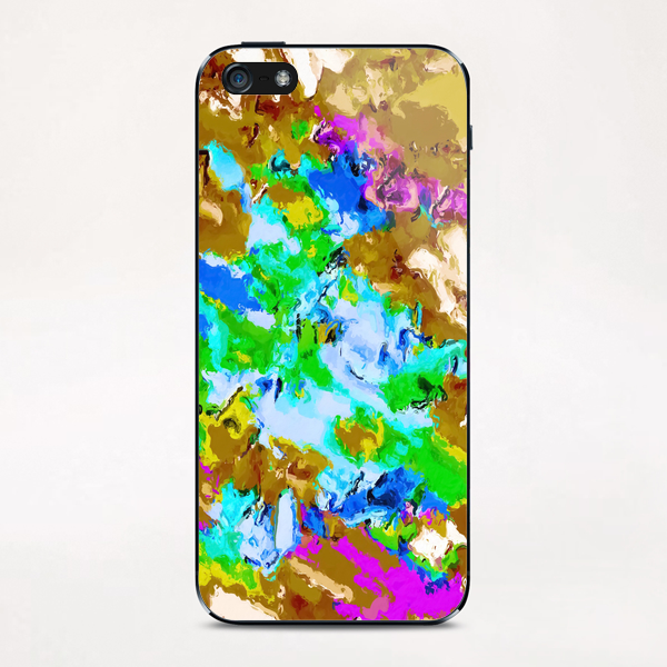 psychedelic splash painting abstract texture in brown green blue pink iPhone & iPod Skin by Timmy333