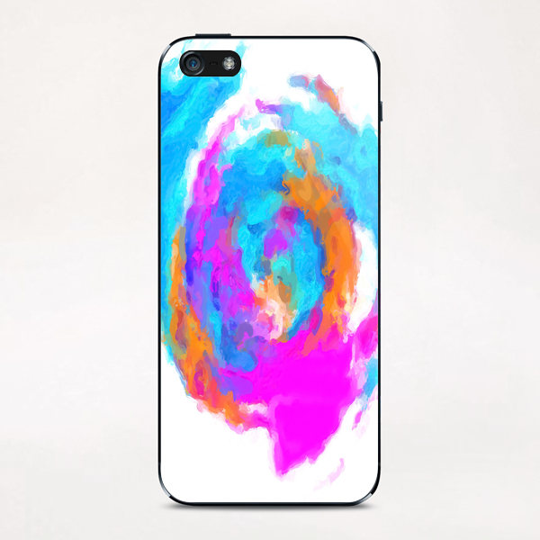 psychedelic splash painting abstract texture in blue pink orange iPhone & iPod Skin by Timmy333