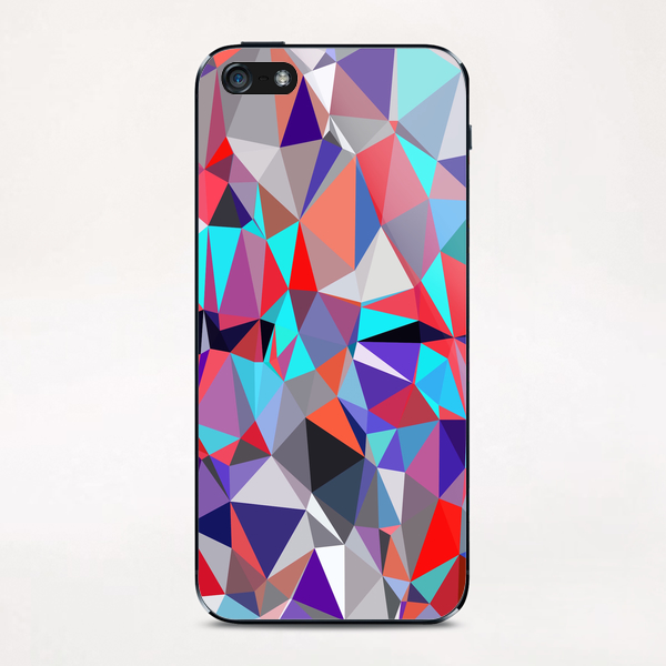 geometric triangle polygon pattern abstract background in red blue purple iPhone & iPod Skin by Timmy333