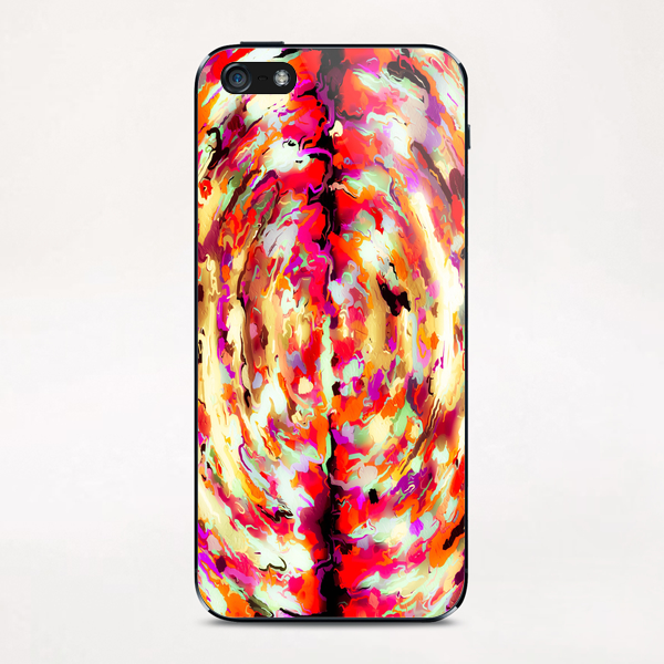 psychedelic circle pattern painting abstract background in red pink orange iPhone & iPod Skin by Timmy333