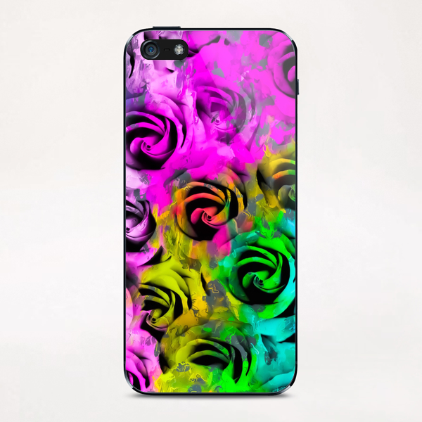 rose texture abstract  with colorful painting abstract background in pink blue yellow green iPhone & iPod Skin by Timmy333