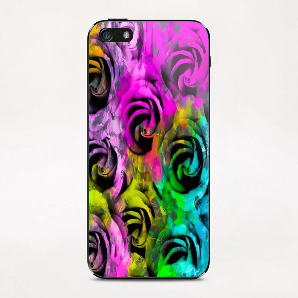 closeup rose texture pattern abstract background in pink yellow blue green iPhone & iPod Skin by Timmy333