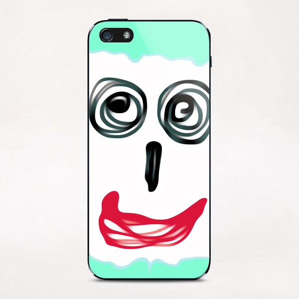 funny face with blue background and red lip iPhone & iPod Skin by Timmy333