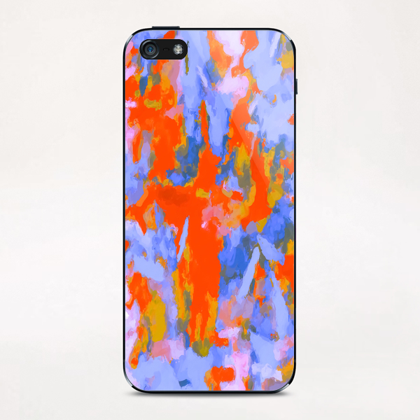 splash painting texture abstract background in red blue orange iPhone & iPod Skin by Timmy333