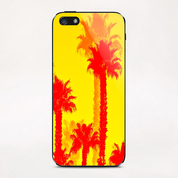 orange palm tree pattern abstract with yellow background iPhone & iPod Skin by Timmy333