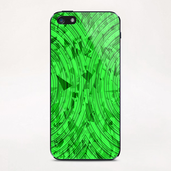 psychedelic geometric circle pattern abstract background in green iPhone & iPod Skin by Timmy333