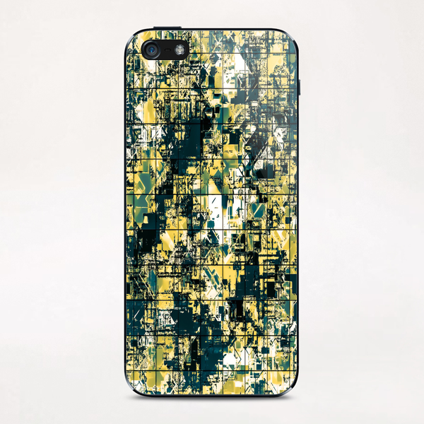 psychedelic geometric square pattern abstract background in green and yellow iPhone & iPod Skin by Timmy333