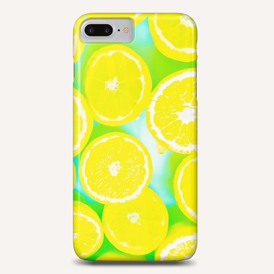 juicy yellow lemon pattern abstract with green background Phone Case by Timmy333