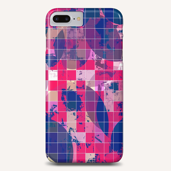 geometric square and circle pattern abstract background in red pink blue Phone Case by Timmy333