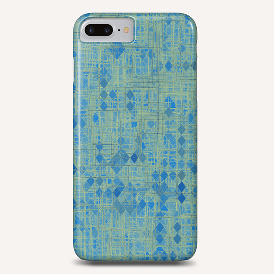 geometric square pixel pattern abstract in blue Phone Case by Timmy333