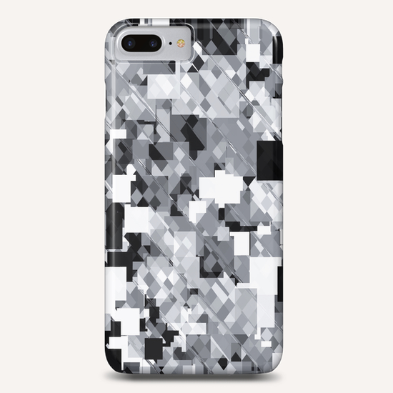 geometric square pixel pattern abstract in black and white Phone Case by Timmy333