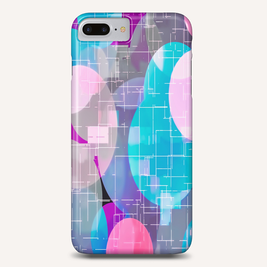 geometric square and circle pattern abstract in blue pink purple Phone Case by Timmy333