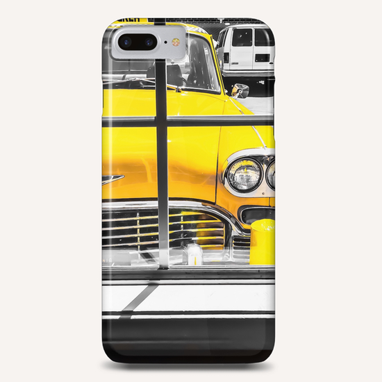 vintage yellow taxi car with black and white background Phone Case by Timmy333