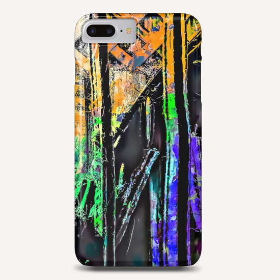 cactus with wooden background and painting abstract in green orange blue purple Phone Case by Timmy333