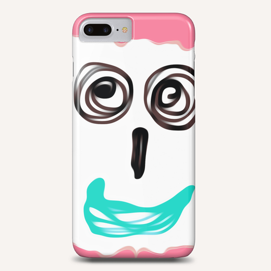 funny face with pink background and blue lip Phone Case by Timmy333