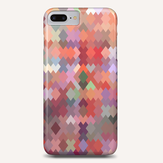 geometric square pixel pattern abstract in red brown green Phone Case by Timmy333