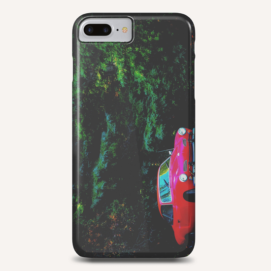 red classic car in the forest with green tree background Phone Case by Timmy333