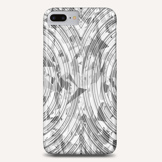 psychedelic geometric circle pattern abstract background in black and white Phone Case by Timmy333