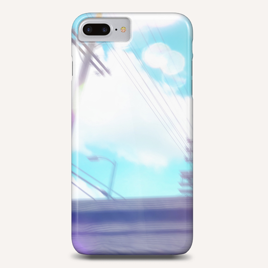 cloudy blue sky and electric pole and wood wall in the city Phone Case by Timmy333