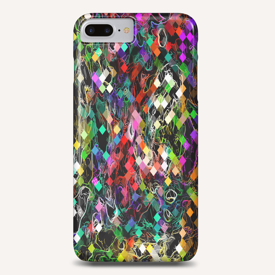 psychedelic geometric pixel abstract pattern in red blue green yellow orange black Phone Case by Timmy333