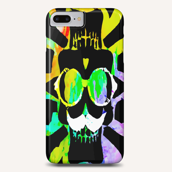 old vintage funny skull art portrait with painting abstract background in green yellow pink blue Phone Case by Timmy333