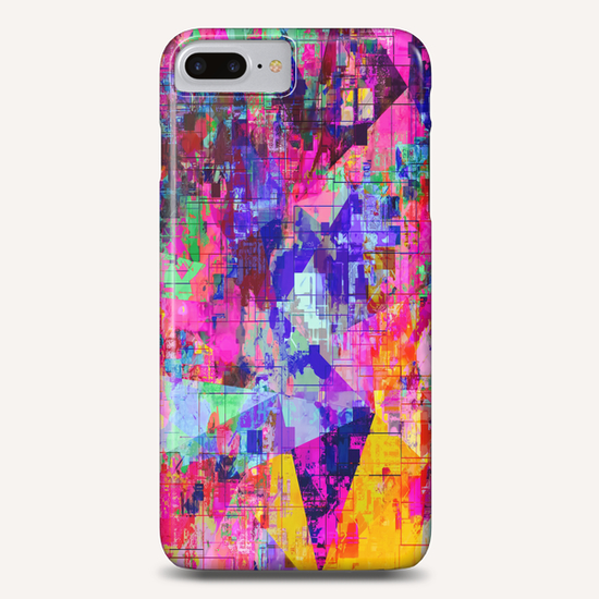 colorful psychedelic geometric splash painting abstract background in pink blue yellow orange green Phone Case by Timmy333