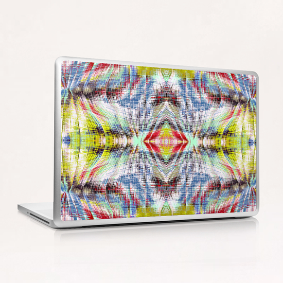 geometric symmetry pattern abstract background in blue yellow red Laptop & iPad Skin by Timmy333