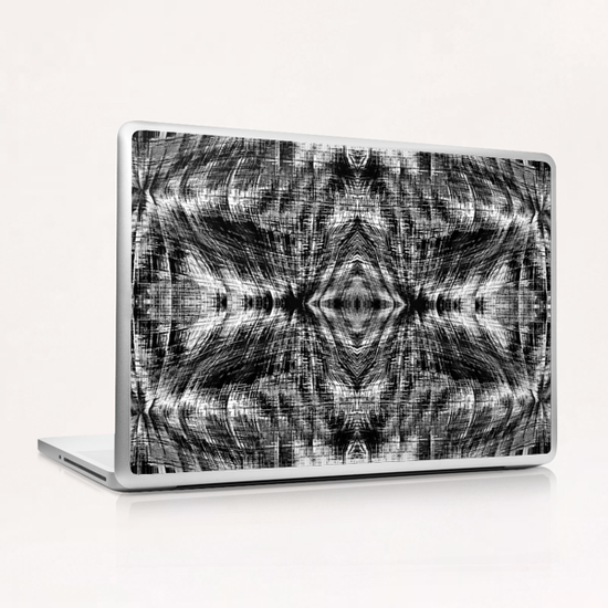 vintage geometric symmetry pattern abstract background in black and white Laptop & iPad Skin by Timmy333