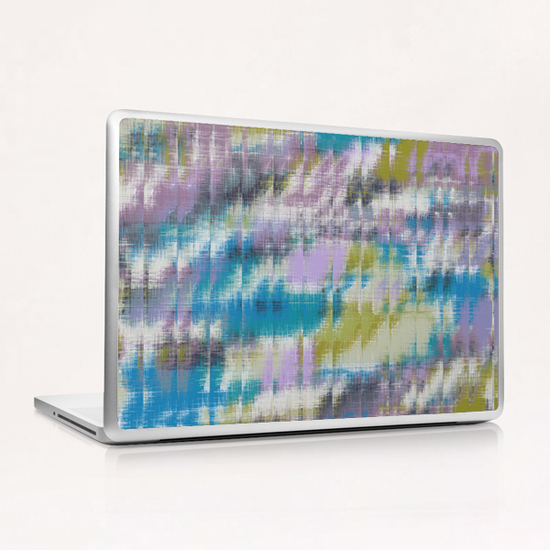 psychedelic geometric abstract pattern in blue green purple Laptop & iPad Skin by Timmy333