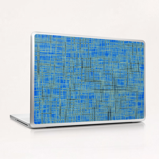 geometric square pattern drawing in blue Laptop & iPad Skin by Timmy333