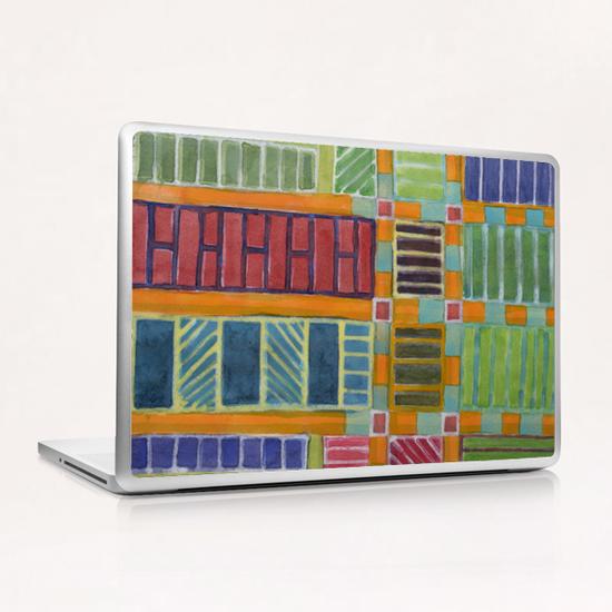 Orange-Turquoise Grid with different Fillings  Laptop & iPad Skin by Heidi Capitaine