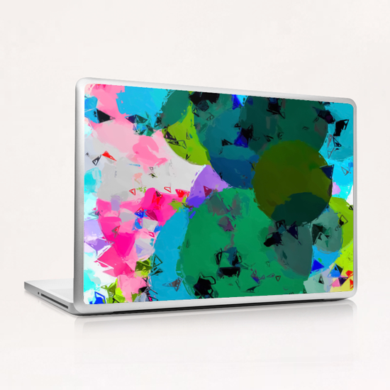 geometric circle pattern abstract in green blue pink Laptop & iPad Skin by Timmy333