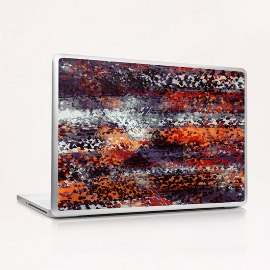 psychedelic geometric polygon shape pattern abstract in black orange brown red Laptop & iPad Skin by Timmy333