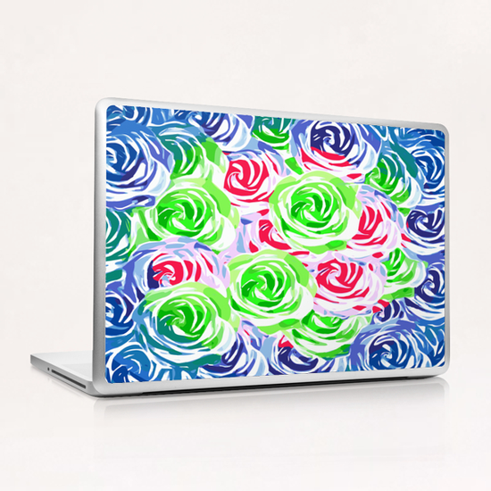 colorful rose pattern abstract in pink green blue Laptop & iPad Skin by Timmy333