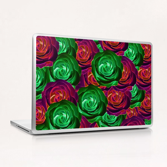 closeup rose pattern texture abstract background in red and green Laptop & iPad Skin by Timmy333